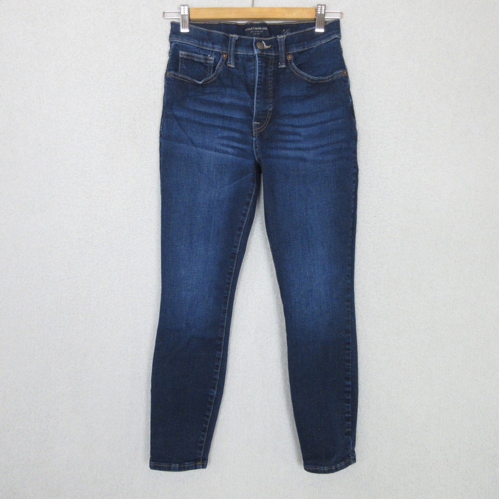 Lucky Brand Bridgette Skinny Ankle Jeans Womens 4/27 Dark Wash Mid Rise Denim